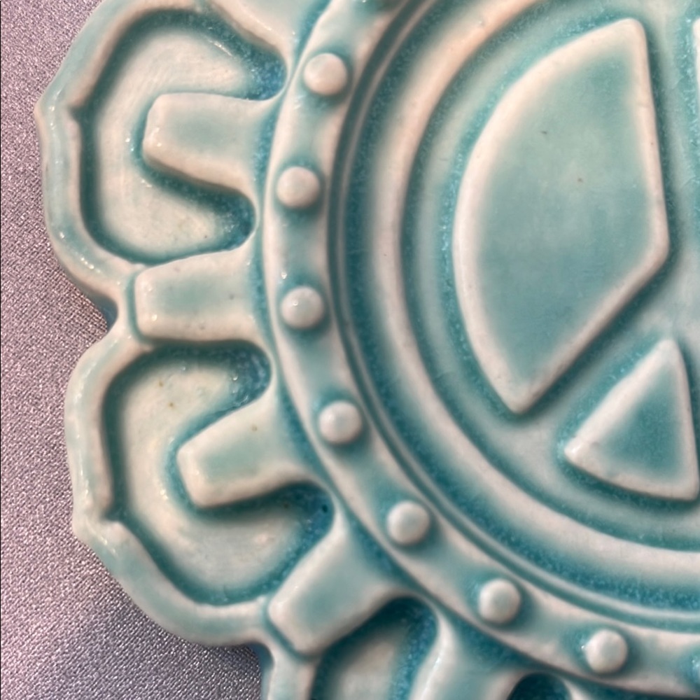 Urban Industrial “Peace” Art Tile  Aqua- Whistling Frog  Tile Co. - Picture 9 of 10